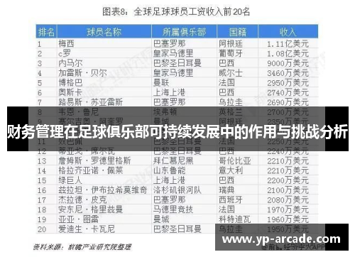 财务管理在足球俱乐部可持续发展中的作用与挑战分析 财务管理在足球俱乐部可持续发展中的作用与挑战分析